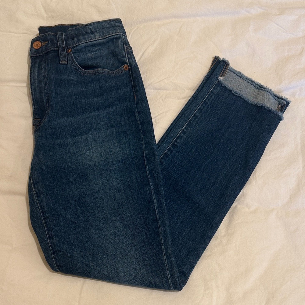 J.crew Step Hem Dark Blue Denim Jeans